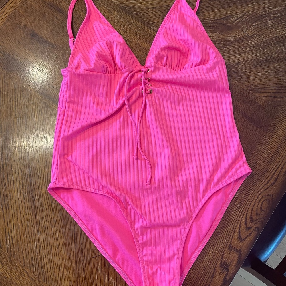 No Boundaries Neon Pink One Piece Bathing Suit size  XL